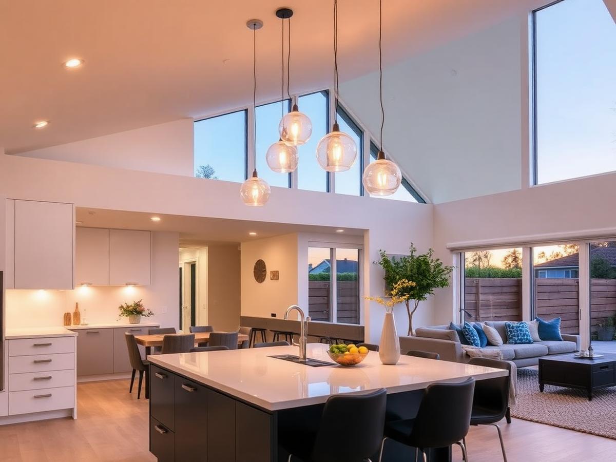 Residential electrician work in Sioux Falls — modern home interior with warm lighting wired by Action Electric Company